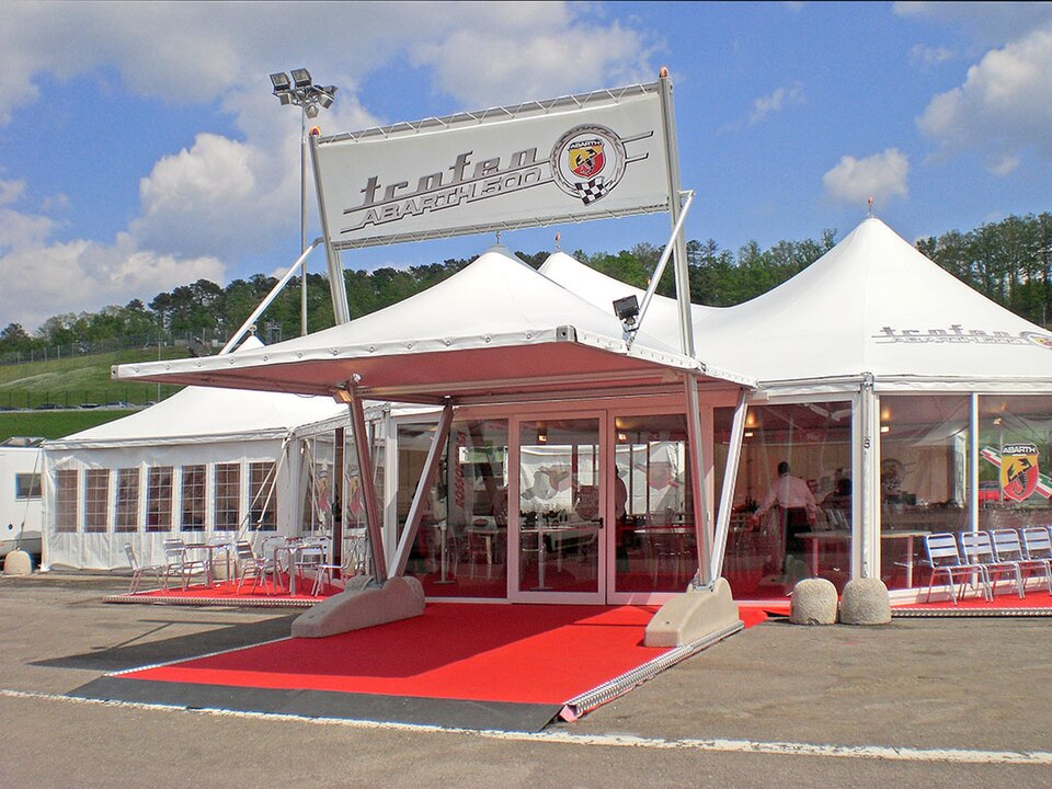 PVC-coated polyester fabric canopy — representative photo